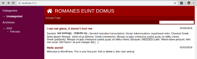 Welcome page