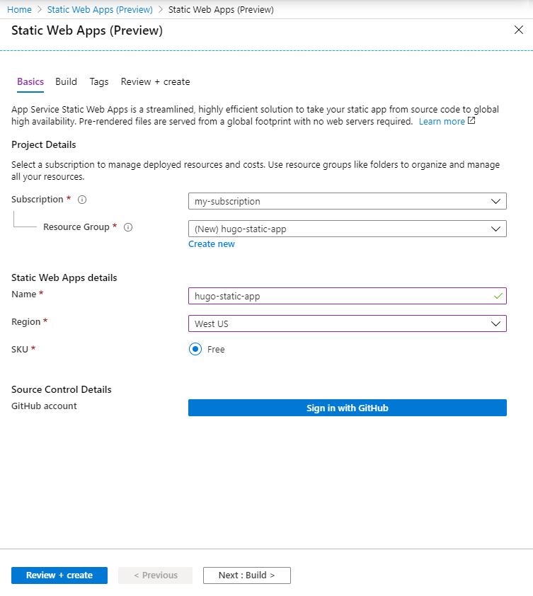 /mirror/hugo/raw/branch/release-0.125.3/docs/static/images/hosting-and-deployment/hosting-on-azure/basic-app-details.png