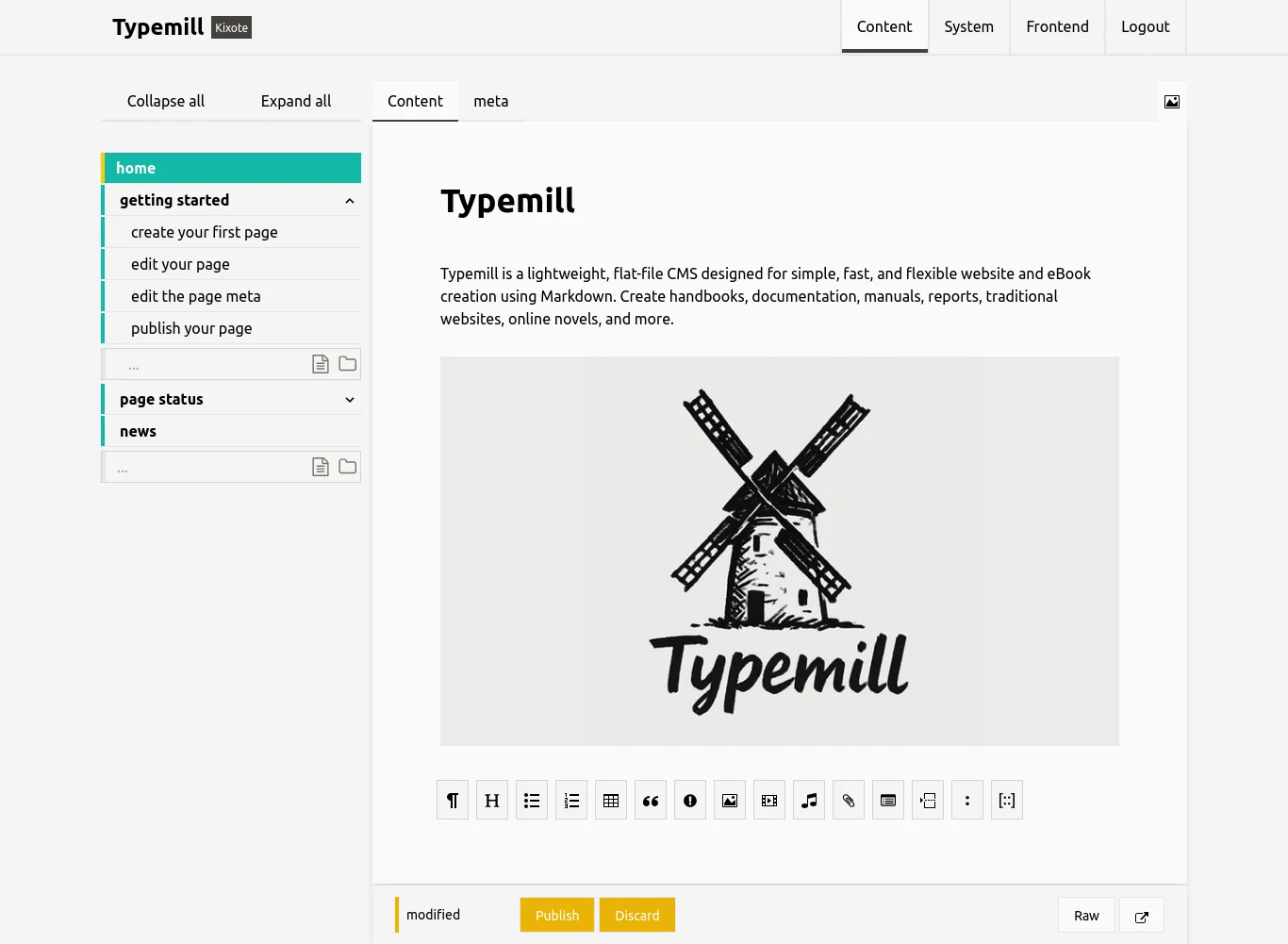 Typemill Screenshot