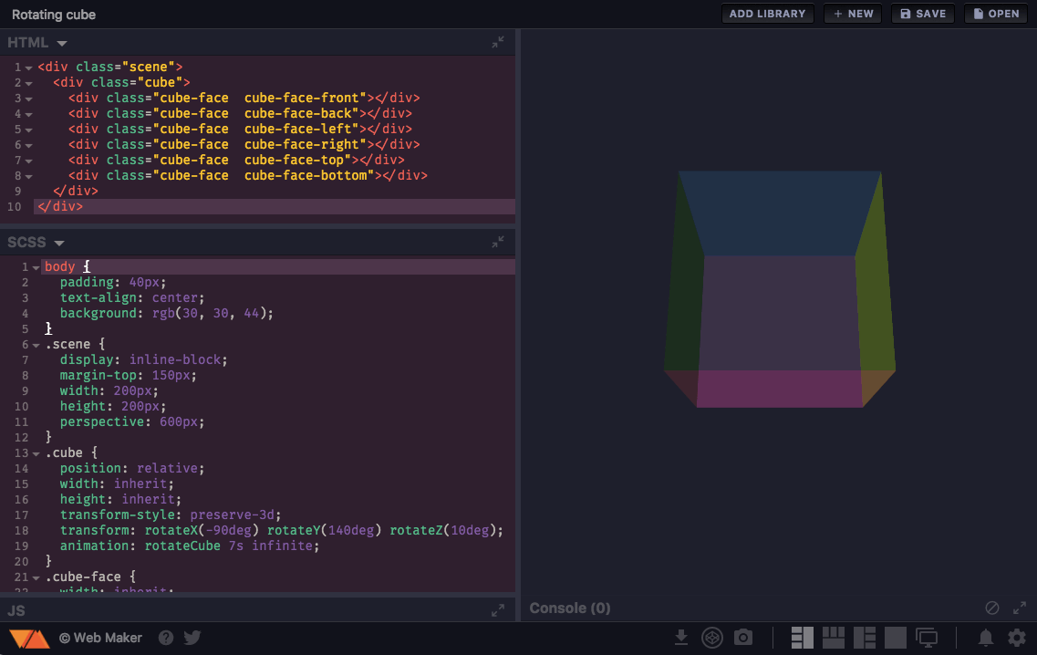 Web Maker working screen
